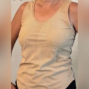 Majestic Filatures PARIS tan tank top leather and cotton, sz 2